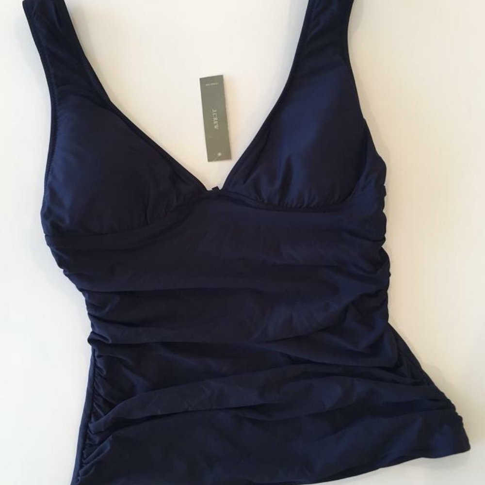 J.Crew $65 Ruched Tankini Swimsuit Top Navy B6767